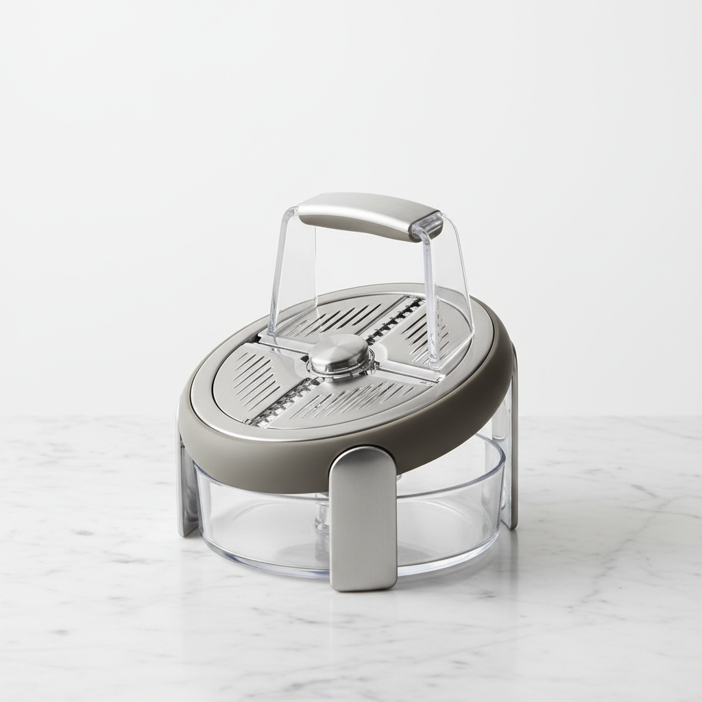 Round mandoline vegetable slicer and cheese grater