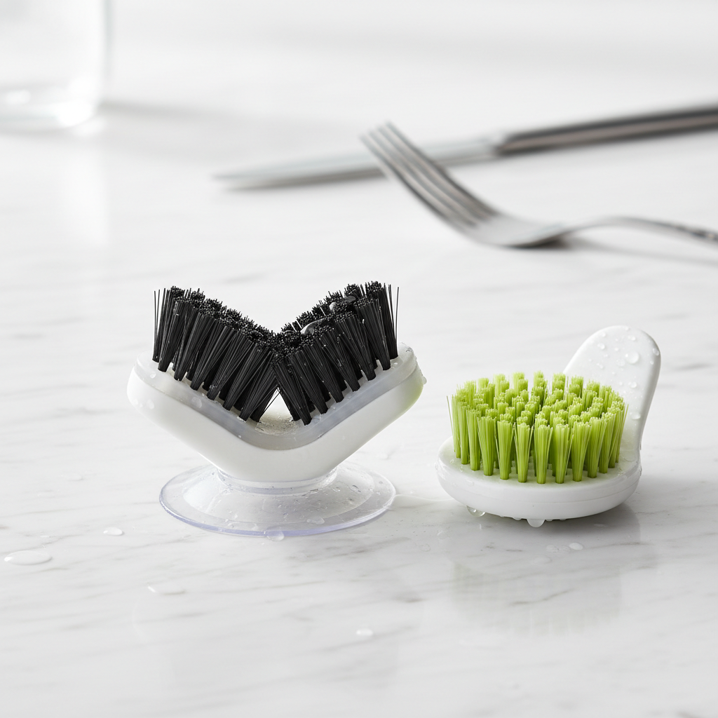 Kitchen knife fork chopsticks cleaning brush with suction cup